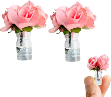 2Pcs Mini Dollhouse Miniature Vase Micro Landscape Colorful Flower Glass Bottle Miniature Decoration for 1:12 Scale Dollhouse Scene Props Décor