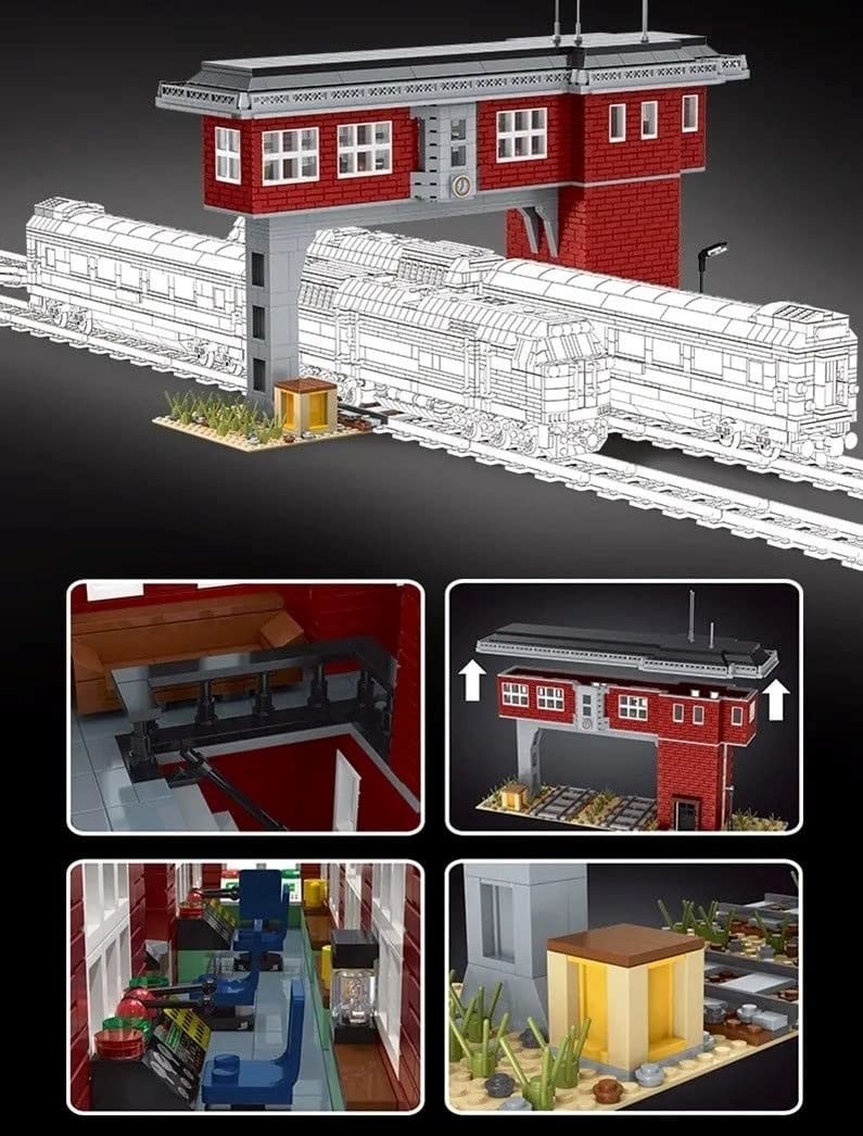 General Jim's Railroad Signal Station Modular Building Block Bricks Set This Set Contains 1809 Piece, baseplates Included, for Train Enthusiasts