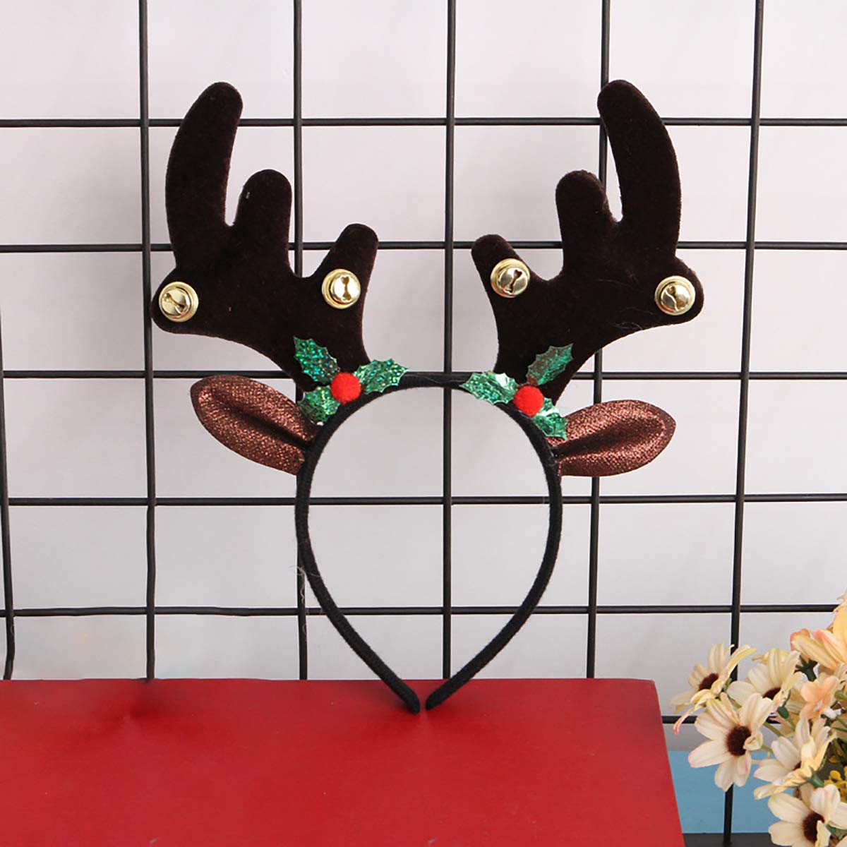 Reindeer Antlers Headband Christmas and Easter Party Headbands, Deer Antlers Headband with Bells Cute Reindeer Ears Headband