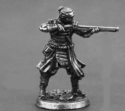 Alloy Samurai Model, Ancient Mini Warrior Model Toy, Japanese Style Table Games and Chess Decoration Military Manual, DIY Alloy Samurai Doll (Gunner