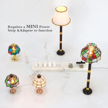 iLAND 1:12 Scale Accessories of Dollhouse Lighting Power Strip & Adapter, Mini Dollhouse Accessories for Miniature Lights in DIY Miniature House Kit