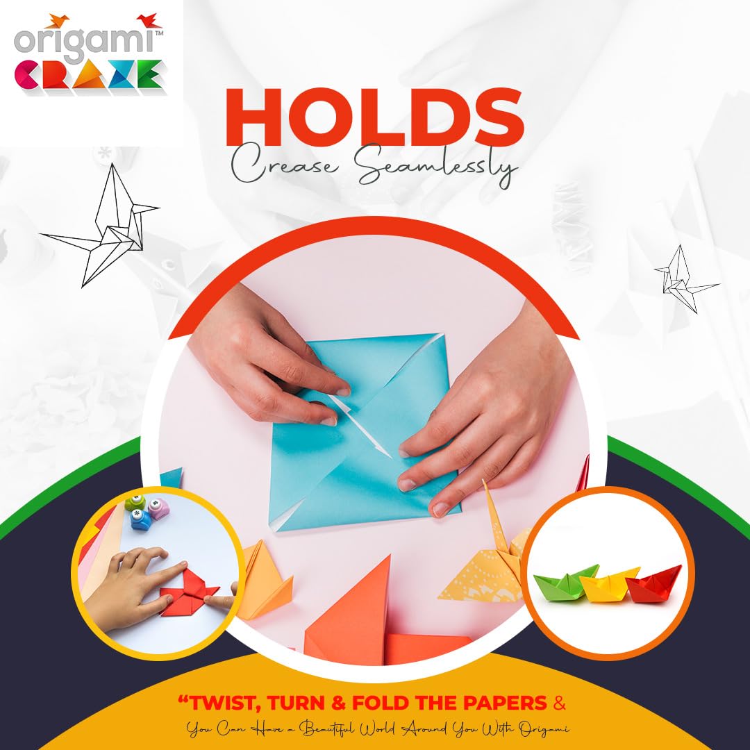 Origami Paper 500 Sheets Premium Quality for Arts and Crafts 6" Square Sheets 20 Vibrant Colours Same Colour on Both Sides 100 Design Ebook Included