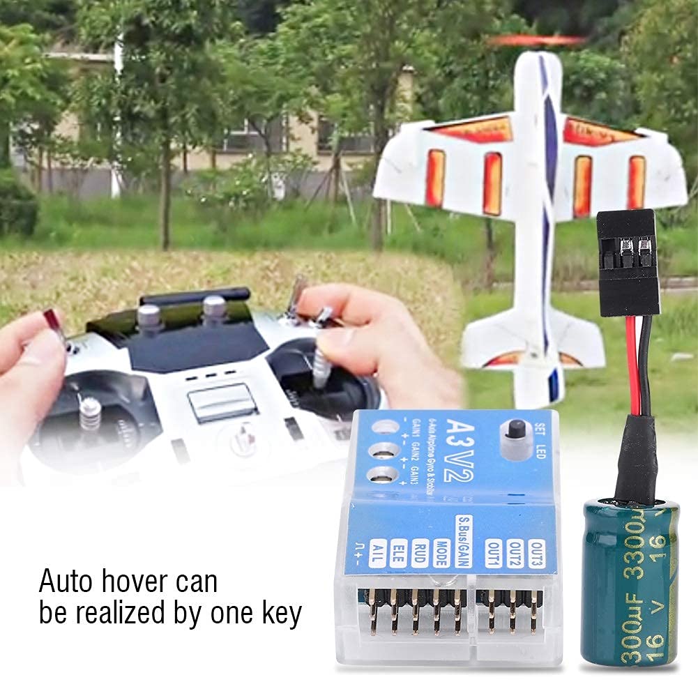 Jadeshay RC Flight Controller, F50A 3 Axle Gyro A3 V2 Flight Controller Stabilizer System with Four Flight Modes for RC Fixed Wing Airplane