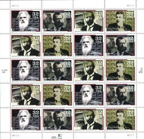 USPS Inventors Pioneers of Communication Sheet of Twenty 32 Cent Stamps Scott 3061-64