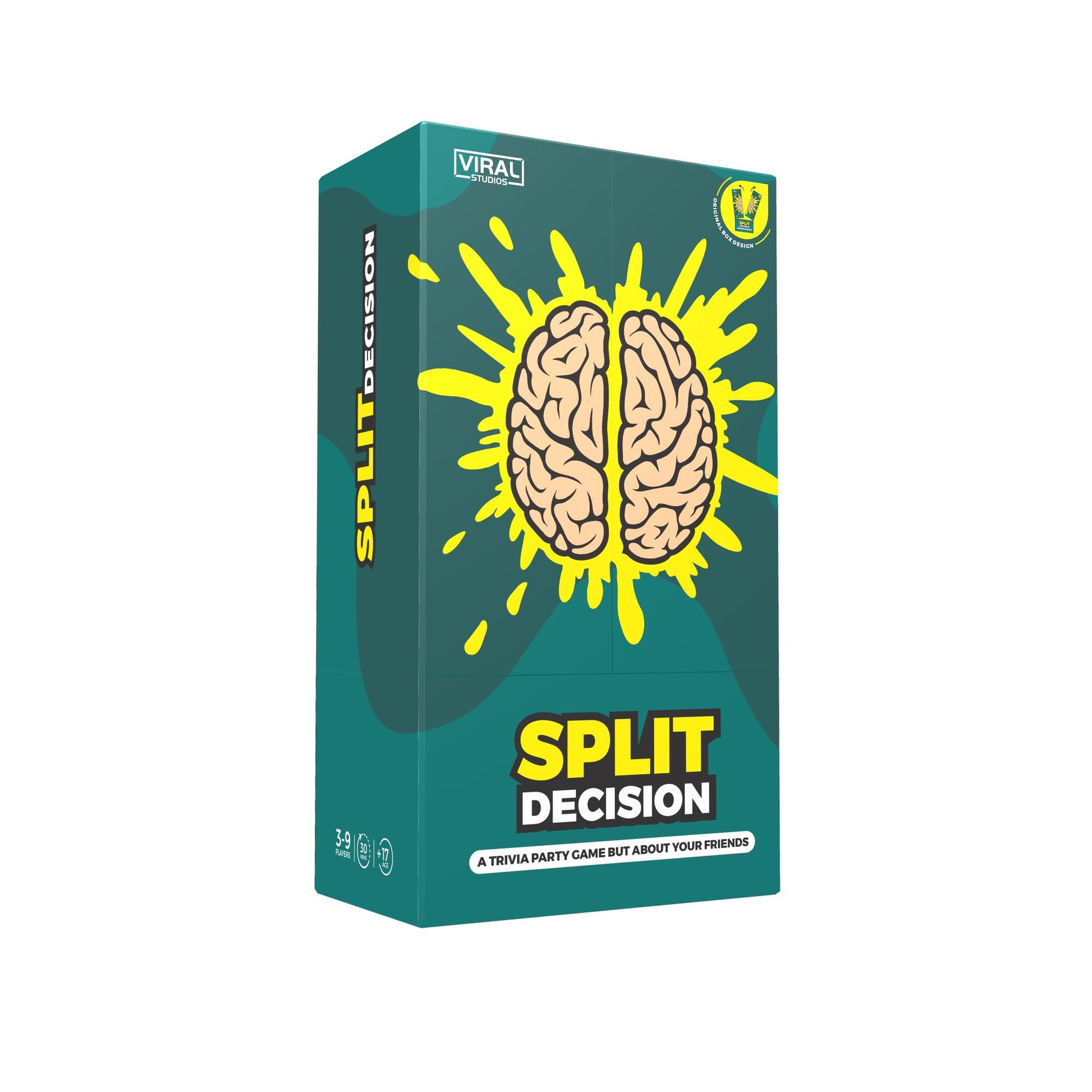 Viral Studios Split Decision Board Game, Ages 17+ for 3+ Players, Intuition Meets Accusation
