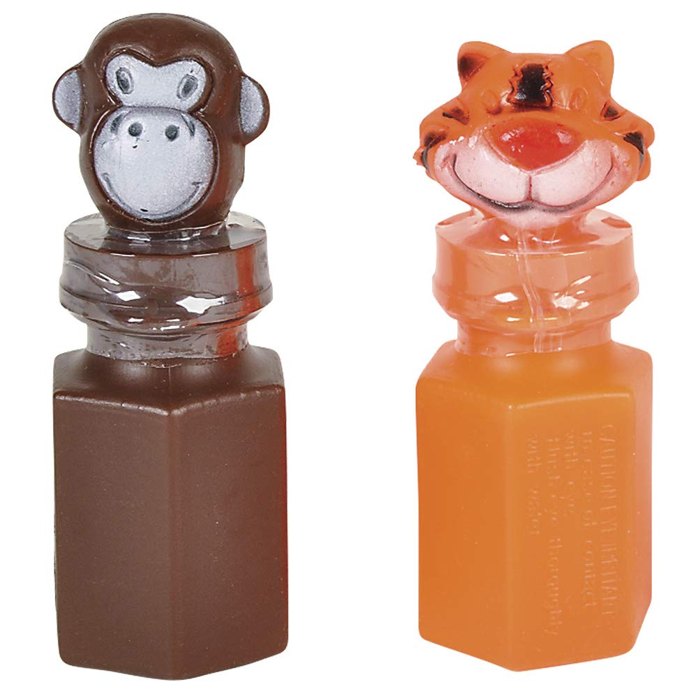 Rhode Island Novelty 3" Zoo Animal Jungle Characters Bubble Bottles | 24 Bottles