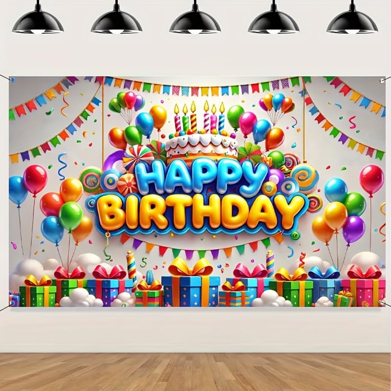 HOMETITUTE Happy Birthday Banner Rainbow Birthday Decorations 71x43 Inch