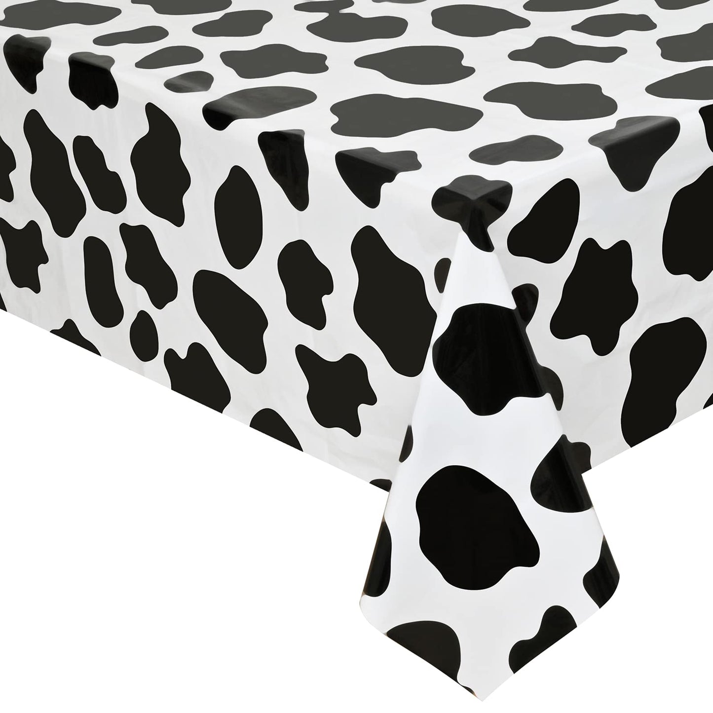Lecferrarc 2 Pcs Cow Print Tablecloth Cow Plastic Table Cover 87 x 51 Inches Farm Animal Party Tablecovers for Birthday Party Supplies