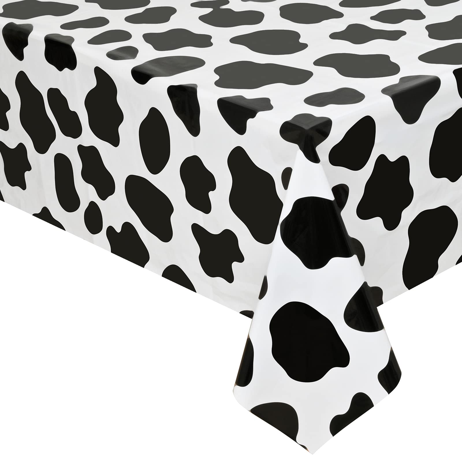 Lecferrarc 2 Pcs Cow Print Tablecloth Cow Plastic Table Cover 87 x 51 Inches Farm Animal Party Tablecovers for Birthday Party Supplies