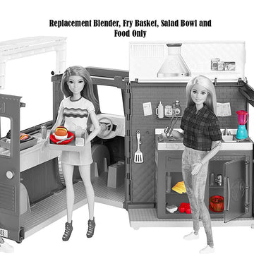 Replacement Parts for Fresh 'n Fun Food Truck Barbie Doll Playset - GMW07 ~ Replacement Blender, Fry Basket, Salad Bowl and Food