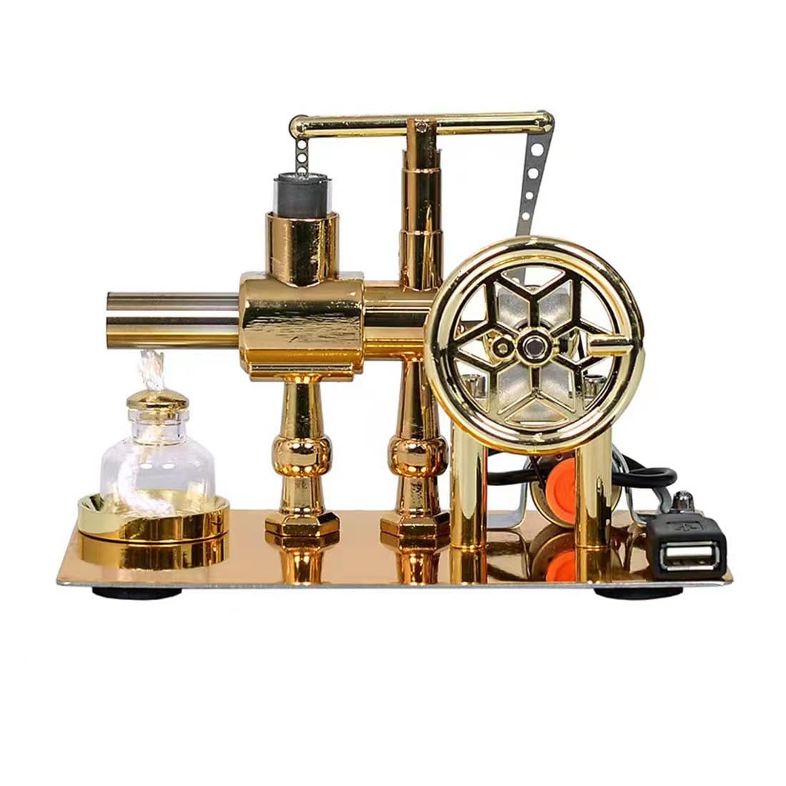 Heligotech Hot Air Stirling Engine Motor Education Model Toy Electricity Power Generator LED Lights Kit Class Teaching Stirling Engine Kit for Adults