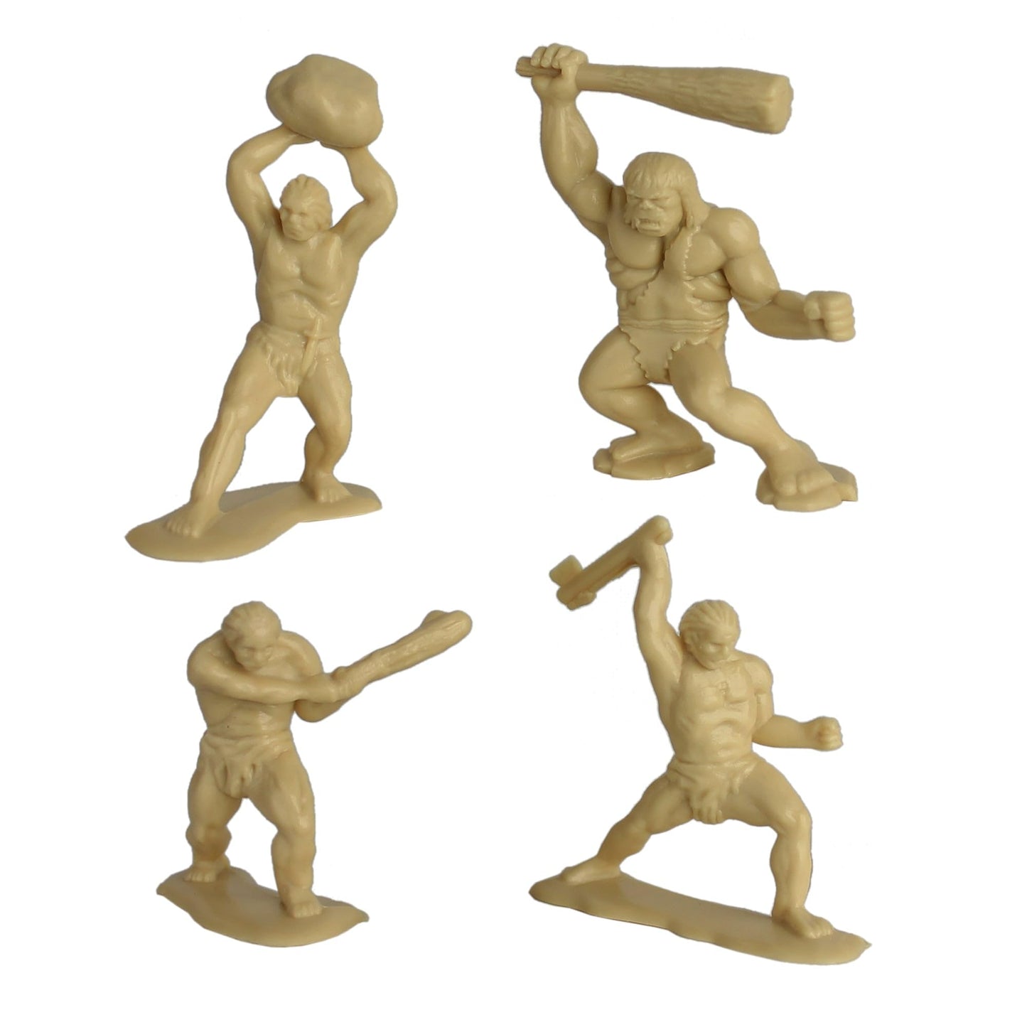 Tim Mee Toy TimMee Prehistoric Plastic Dinosaur & Caveman Figures - Tan, Rust, & OD Green 73pc