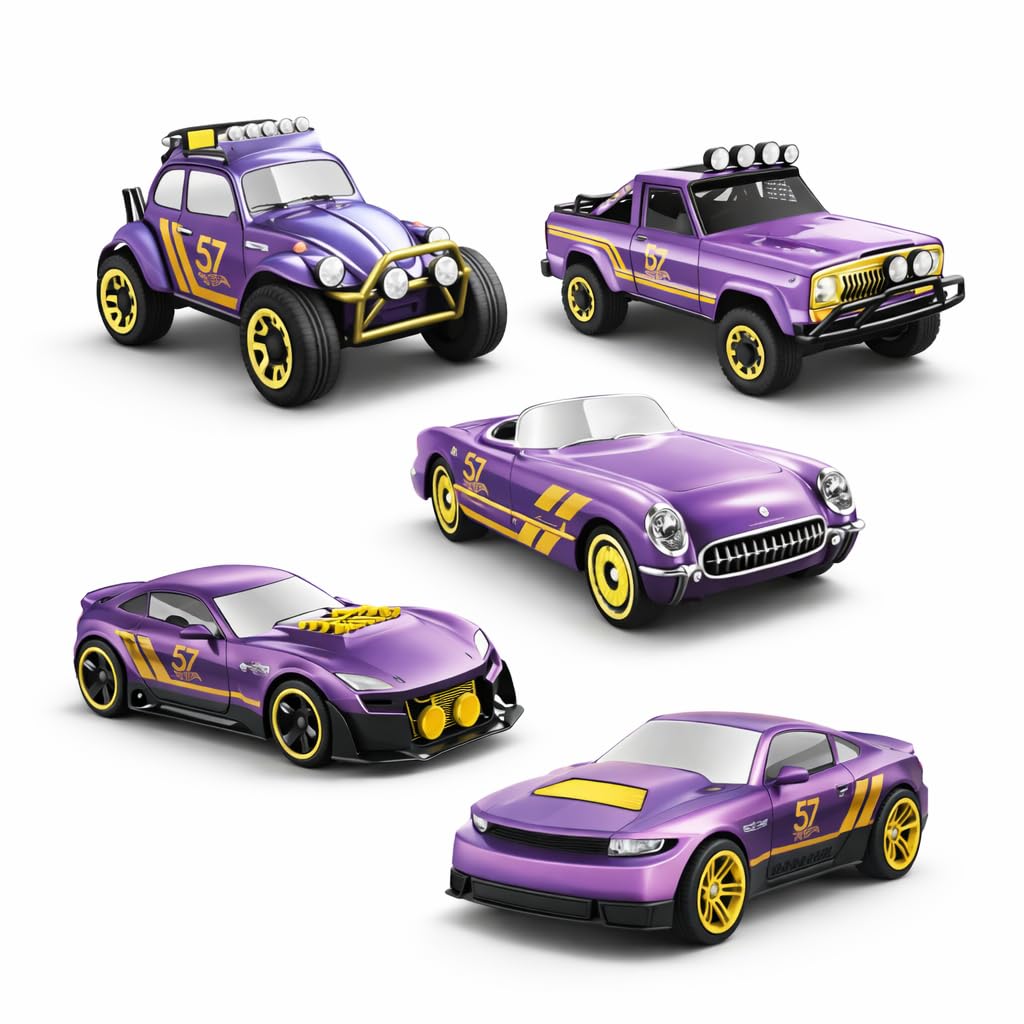 Mattel Hot Wheels Die-Cast Cars, Pearl & Chrome 57th Anniversary Collection 5 Pack (Chase Vehicle Not Included)