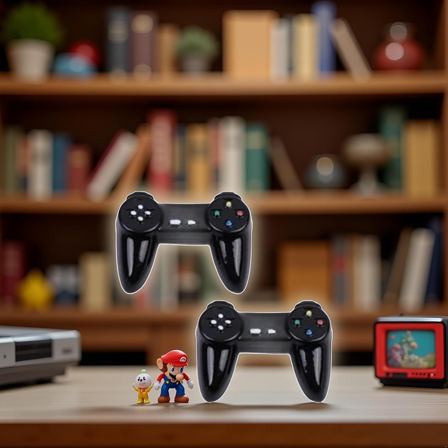 2Pcs Black Dollhouse Model Gamepad Model Gamepad Dollhouse Wireless Game Controller Decoration 1:12 Dollhouse Decor Accessories, Decorations