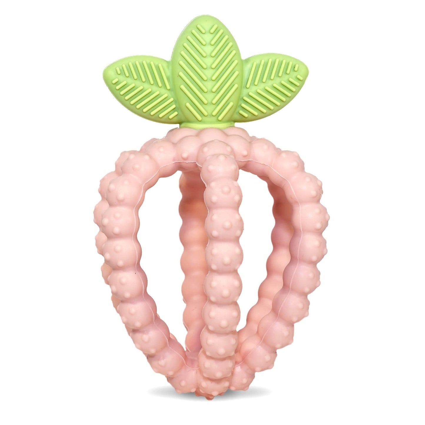 RaZbaby Bites Silicone Baby Teething Toy - Sensory Toy with Textured BerryBumps for Teething Relief, Easy-to-Hold Fruit Shape, BPA-Free, Soothes Front