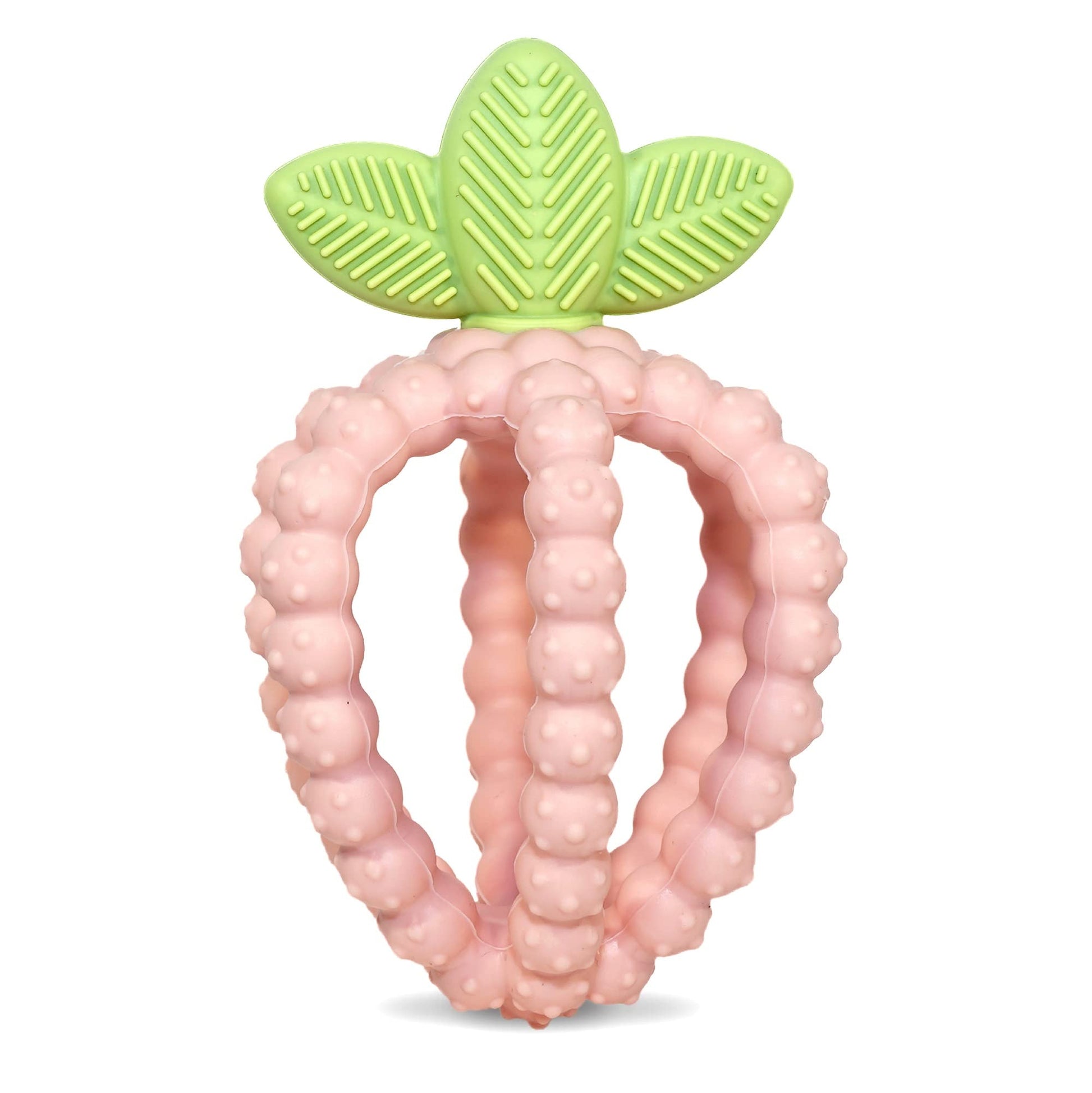 RaZbaby Bites Silicone Baby Teething Toy - Sensory Toy with Textured BerryBumps for Teething Relief, Easy-to-Hold Fruit Shape, BPA-Free, Soothes Front