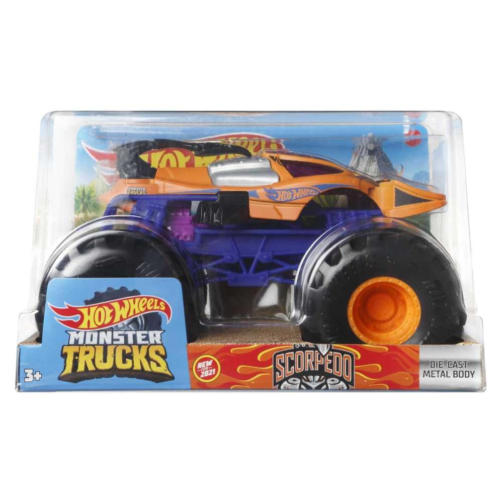 Hot Wheels New Monster Truck Oversized SCORPEDO 1:24 1/24 Scale Orange and Blue