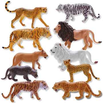 ZAGA Toys Jungle Cat Holiday Bundle | Lions, Tigers, Jaguars & Cheetahs | Lifelike Wildlife Figurines for Imaginative Play & Display | Seasonal Animal
