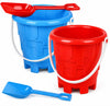 ArtCreativity 6" Beach Bucket and Shovel for Kids (Set of 2) Includes 2 Sand Shovels and 2 Buckets with a Sand Castle Design Inside, Sandcastle