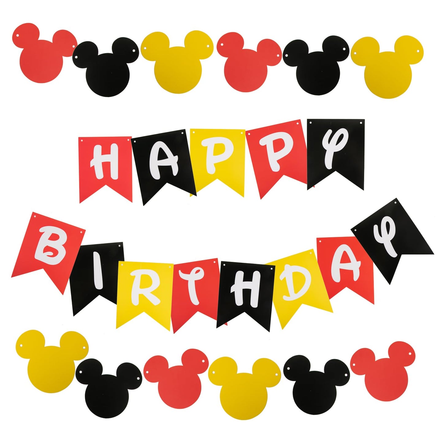 CHuangQi Colorful Happy Birthday Banner with Mouse Style Bunting, Birthday Party Supplies