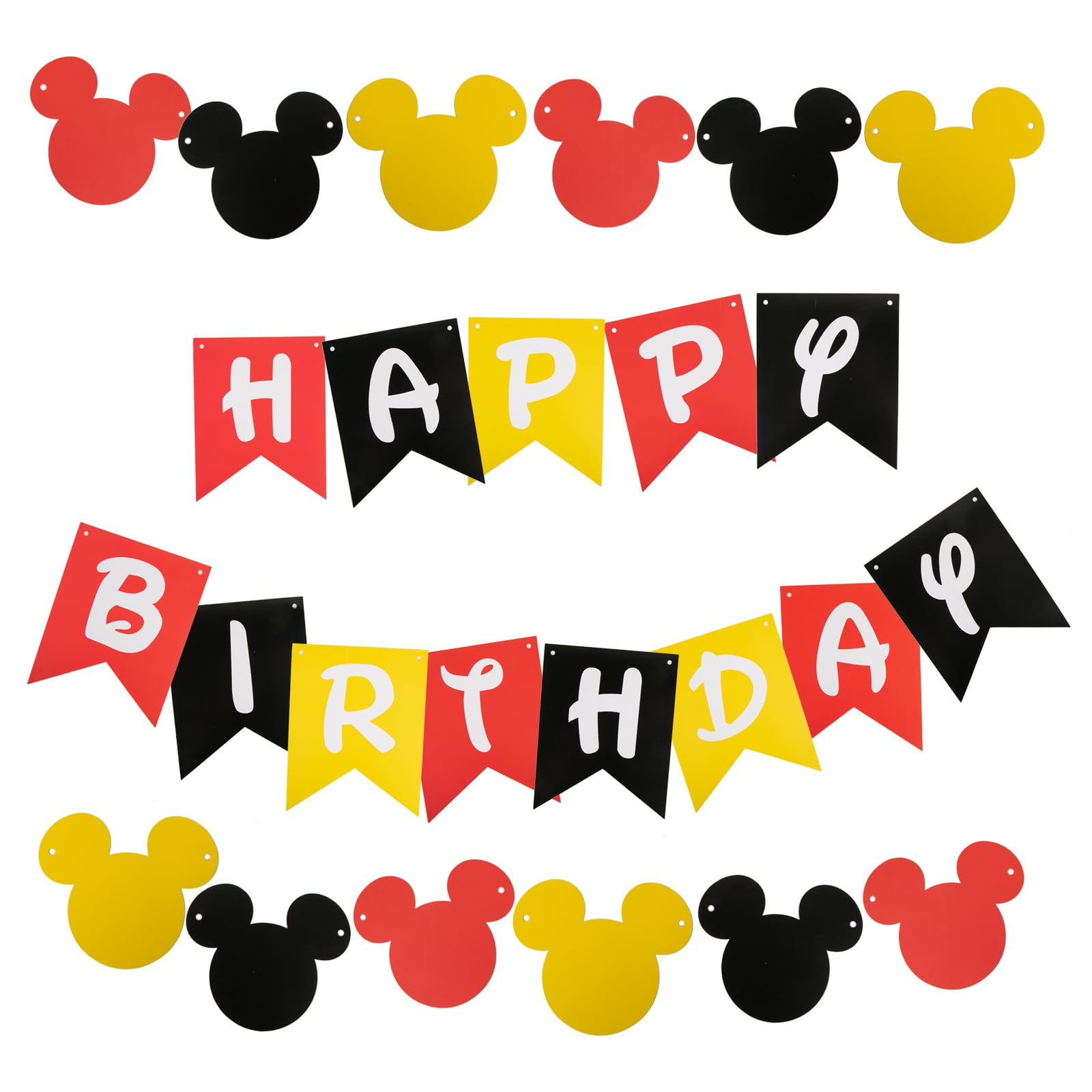 CHuangQi Colorful Happy Birthday Banner with Mouse Style Bunting, Birthday Party Supplies
