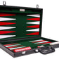18" Leatherette Backgammon Set - Inlaid Velvet Field - Black/Green Board