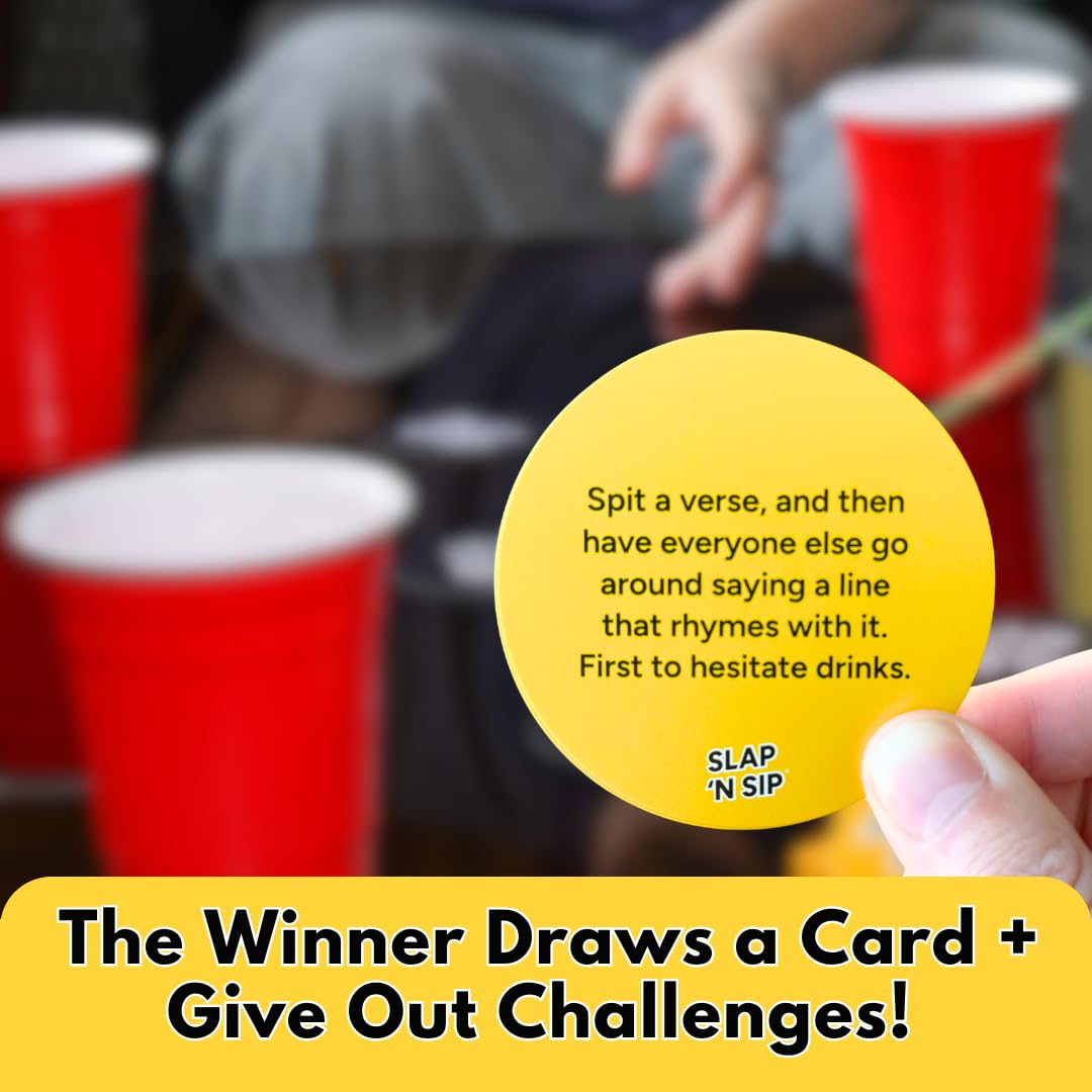 Slap N Sip A Hilarious Drinking Game with Sticky Hands, 200 Cards & A Sip Chip, Fast-Paced Adult Party Game for Game Nights, Funny Gift for Adults