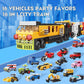 16 Pack Building Blocks Party Favors for Kids, Lego-Compatible 2 in 1 710pcs Building Kits Mini City Vehicles Include Police Car & Train, Christmas