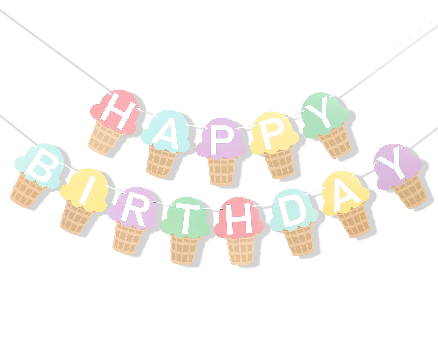 Ice Cream Happy Birthday Banner - Ice Cream Birthday Party Decoration,Summer Birthday Banner,Ice Cream 1st Birthday Banner,Ice Cream First Photo Props
