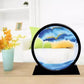 12 Inch Large Flowing 3D Natural Landscape Dynamic Art - Round Glass Deep Sea Sand Painting for Home Decoration, Blue
