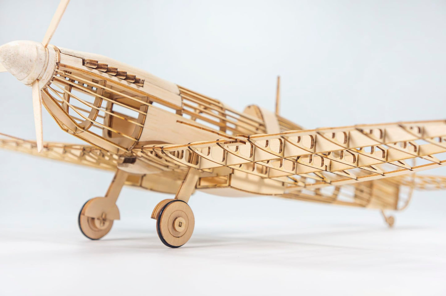 3D Wooden Puzzles DIY Spitfire Fighter Model Aircraft 1:25, Laser Cut Balsa Wood Model Airplane Kits to Build for Adults, Wooden Models Airplane