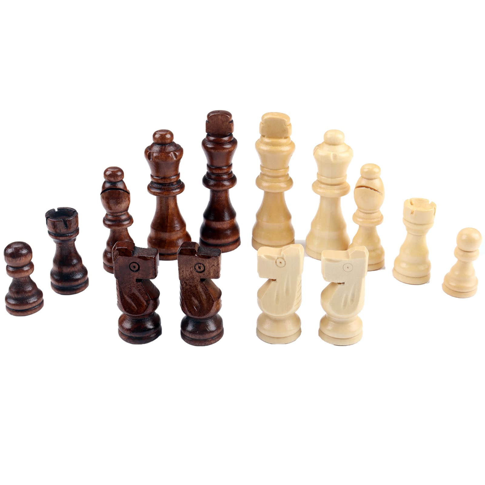 ziphia Wooden Chess Pieces Only, 32 Pieses Standard Tournamen Staunton Wood Chessmen - 3.05 Inch King / Storage Bag / Gift Package Replacement