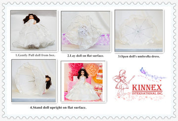 Kinnex Collections 28" Porcelain Quince Anos Quinceanera Umbrella Last Doll Muneca (Centerpiece) ~ KK28200 ~ (Coral)