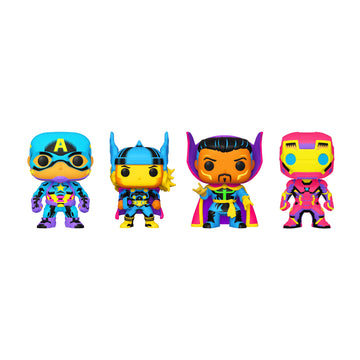 Funko Pop! Marvel: Blacklight - Captain America - 4PK - Marvel Comics - Collectible Vinyl Figure - Gift Idea - Official Products - Toys for Kids and