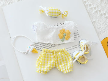 Clothes for Labubu Doll,Clothes for Dolls Accessories,Four-Leaf Clover Candy Summer Replacement Outfit Set 5 Pieces Suitable for Labubu
