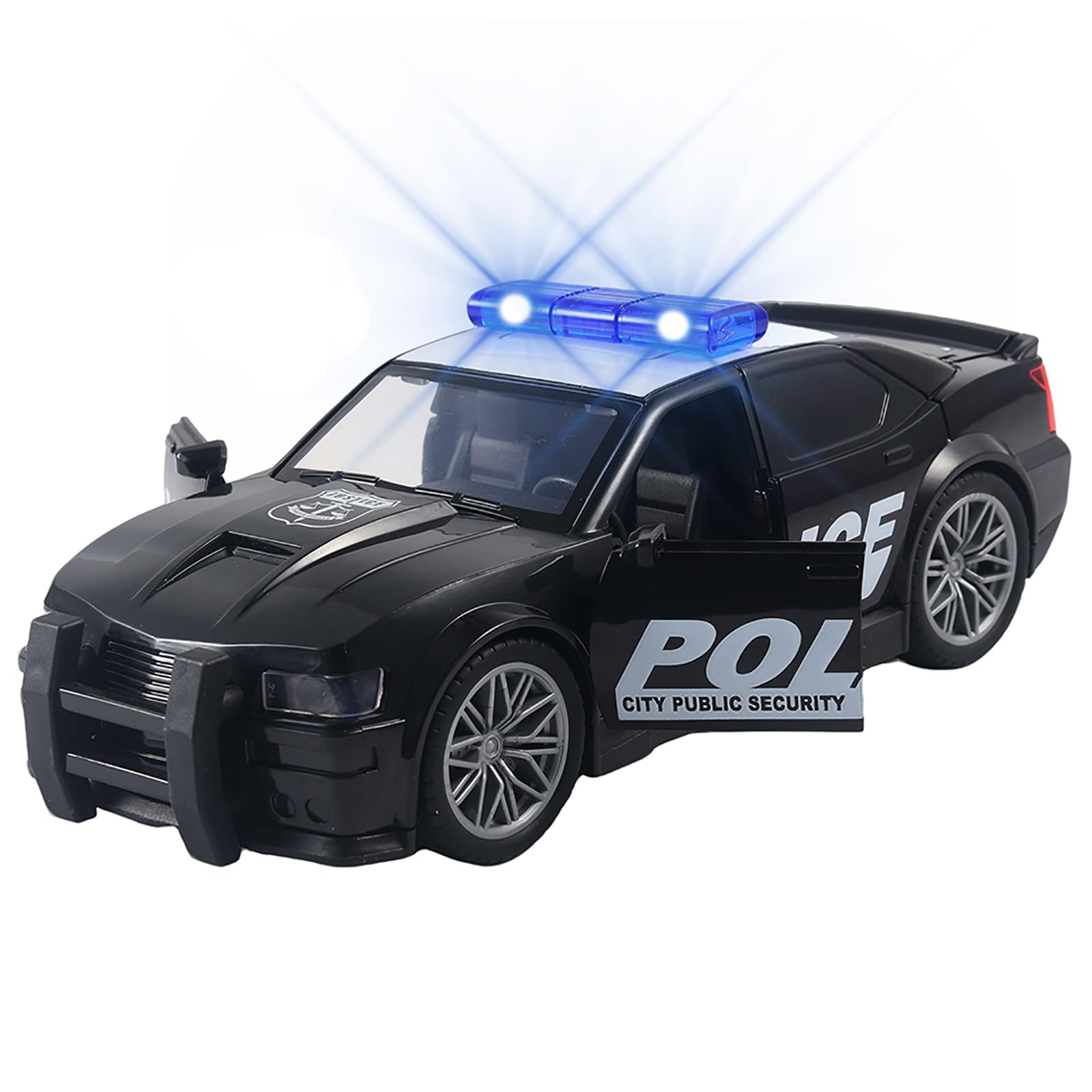 UXRPTU Police Car Toys for Boys 3 4 5 6 7 with Sirnes Sound and Light 1:20 Plastic Openable Door Friction Powered Car Toy for Kids Toddlers Boys Gifts