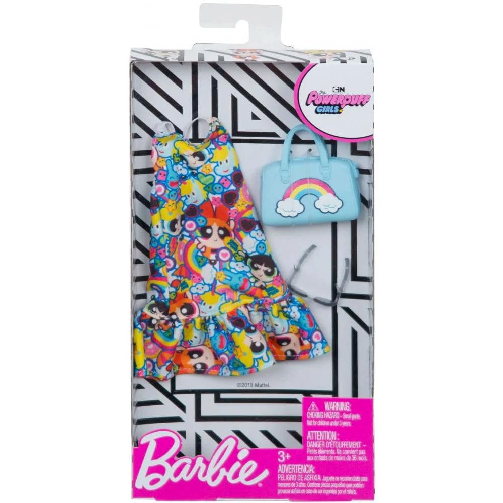 Barbie Fashion Powerpuff Girls Character Fashion Set 3 Inspired Outfits & Accessories for Barbie Dolls, Ages 3+ (Bundle of 3)