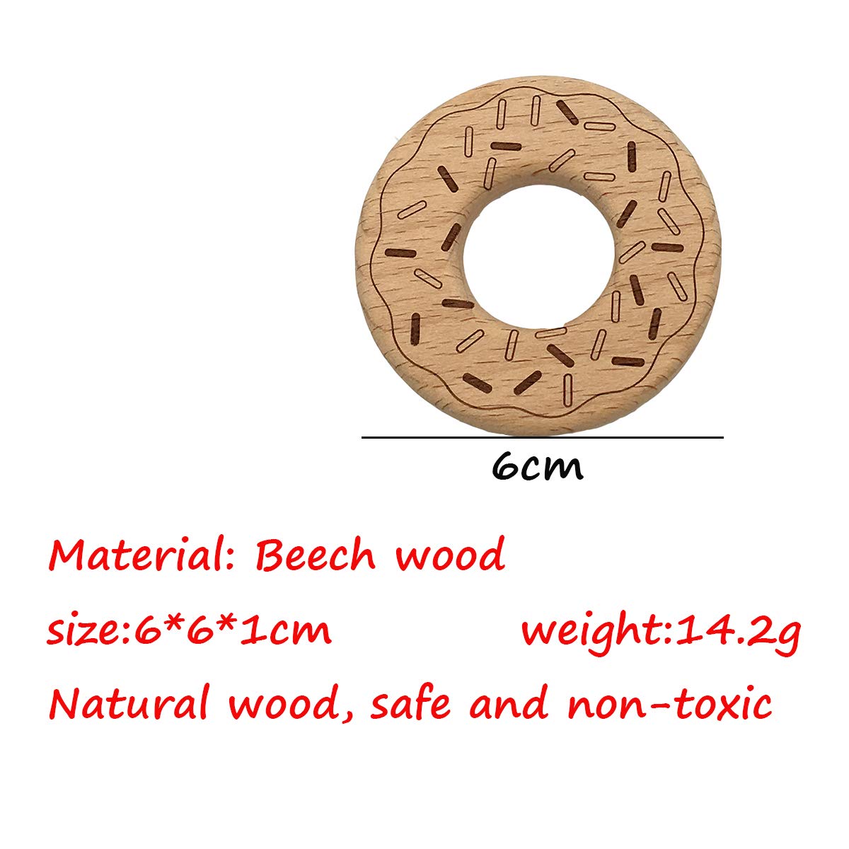 Organic Wooden Donuts Natural Handmade Unfinished Beech Wooden Animal Shape Pattern DIY Home Decoration Crafts Accessory (Donuts)