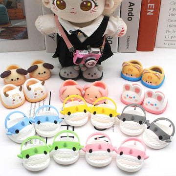 niannyyhouse 20cm Plush Doll Shark Shoes Sandals Slippers 8in Soft Stuffed Plush Toy Accessories Dress Up (Gray)