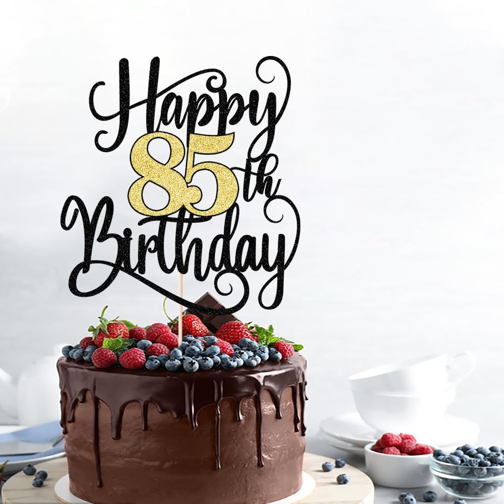 Ruscalin Happy 85th Birthday Cake Topper,85 Birthday Party Cake Decorations