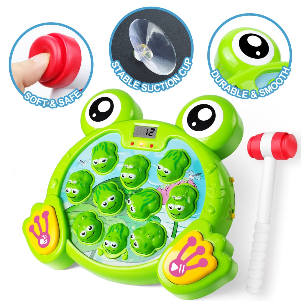 YEEBAY Whack A Frog Game with 2 Hammers, Toddler Early Developmental Learning Toy, Fun Birthday Gift for Kids Age 2+, Toys for 2 3 4 Year Old Boys