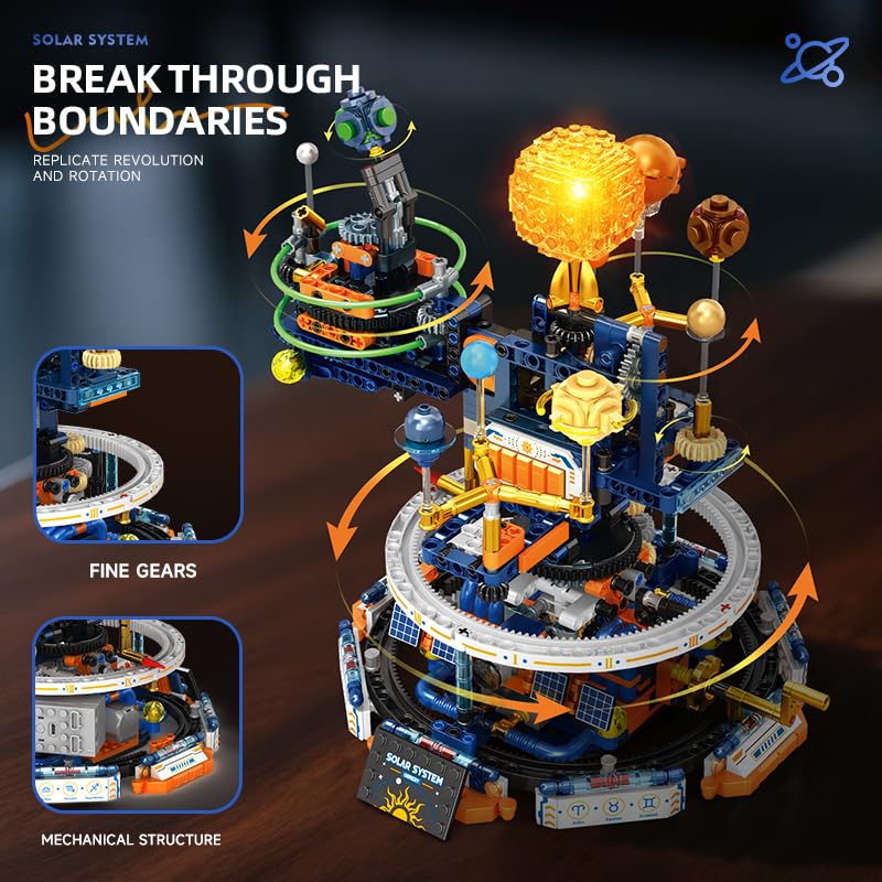 kececo Solar System Sci-Fi Globe Planet Building Blocks Toy, STEM Aerospace Educational Series, Creative Desktop Ornament Model, High-Difficulty