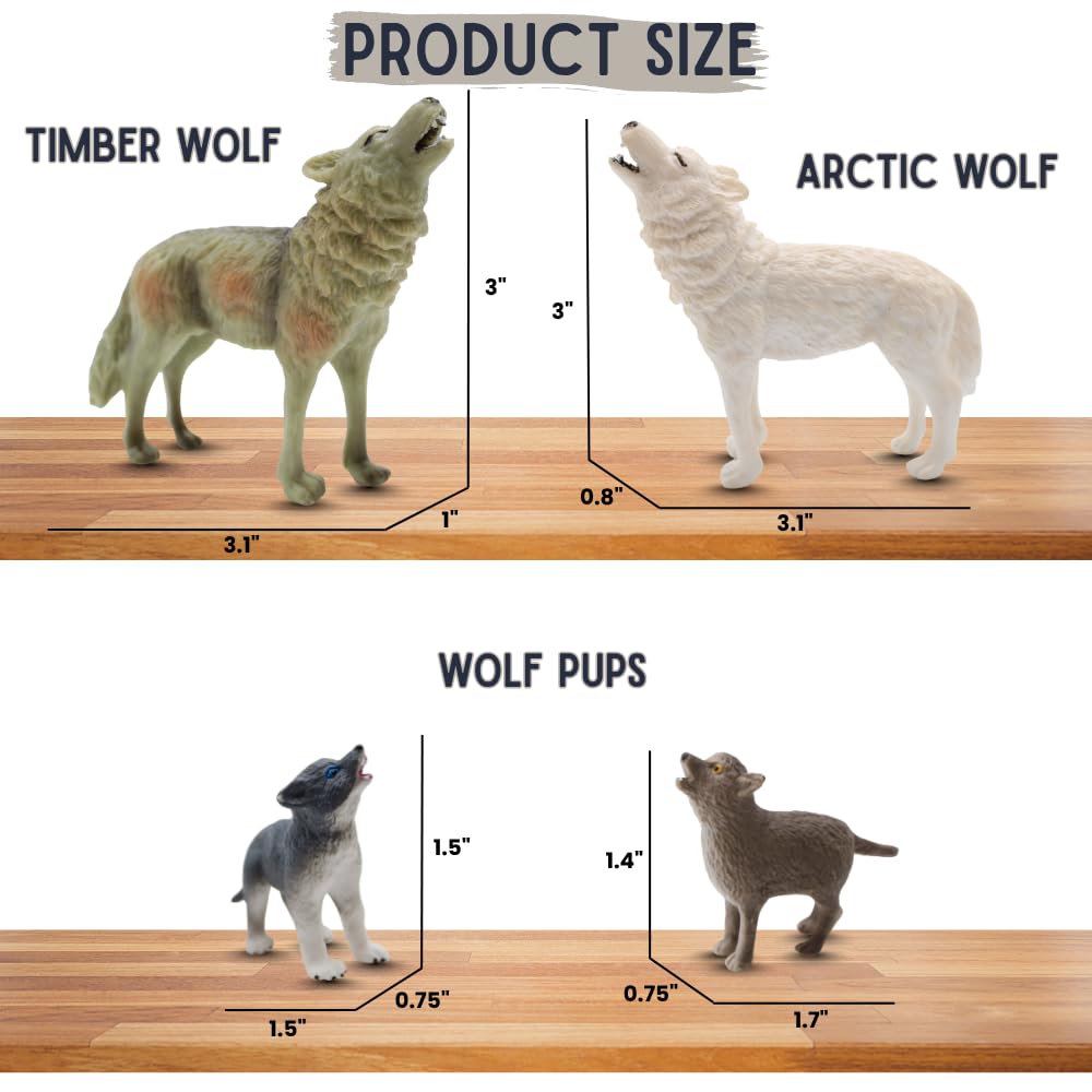 ZAGA Toys Wolf Bundle | 8-Piece Arctic, Grey & Black Wolf Figurines | Lifelike Wildlife Playset for Enthusiats & Collectors | Seasonal Animal Display