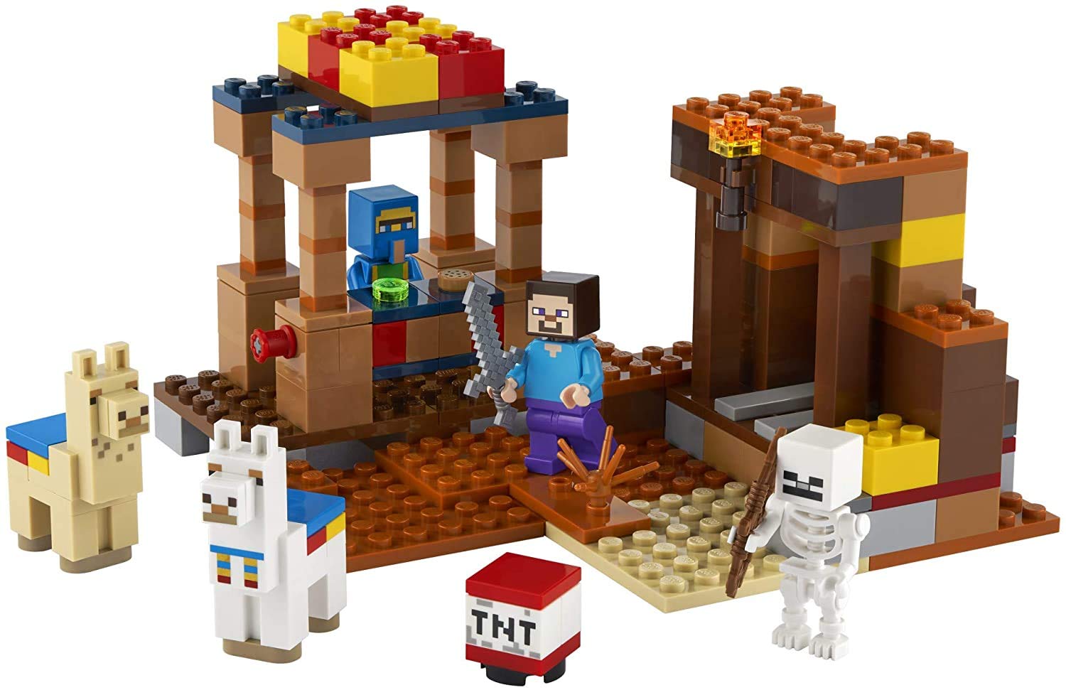 LEGO Minecraft The Trading Post 21167 Collectible Action-Figure Playset with Minecraft’s Steve and Skeleton Toys, New 2021 (201 Pieces)