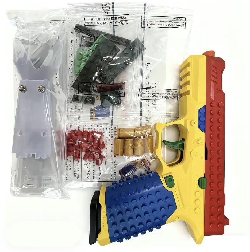 CBLITTLE Automatic Shell Ejecting Toy Gun-Tactical DIY Building Block Handle Set-Multiplayer Strategy Collaboration Toy for Outdoor Team