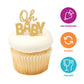 Oh Baby Cake Toppers, 24 Gold Cupcake Decorations, Cupcake Pics For Baby Shower, Birthday, Gender Reveal, Celebration - 24 Pack