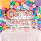 CheeseandU Donut Party Supplies - 23" Pink Donut Foil Balloon & 16" Sweet Rose Gold Letters Foil Balloons - Perfect for Baby's 2nd Birthday or Baby