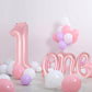 2 Pcs Large Light Pink Number 1 & Script Letter One Balloons