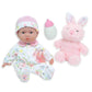 JC Toys - La Baby Travel Case Gift Set| Caucasian 11-inch Small Soft Body Baby Doll | Washable | Cute Outfit, Bottle, Pacifier & Plush Bunny |