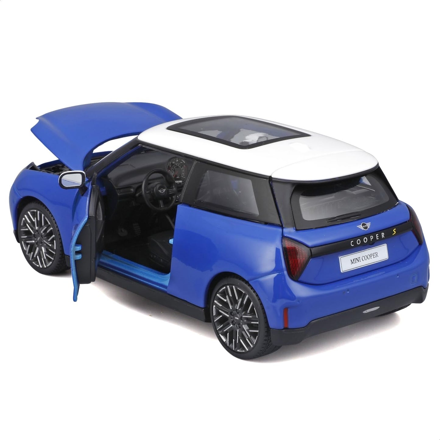 Maisto - Mini Cooper SE 2024 (J01), 1:24 scale diecast car, Color Blue, Detailed replica of the new electric version, Doors and hoods, Recommended